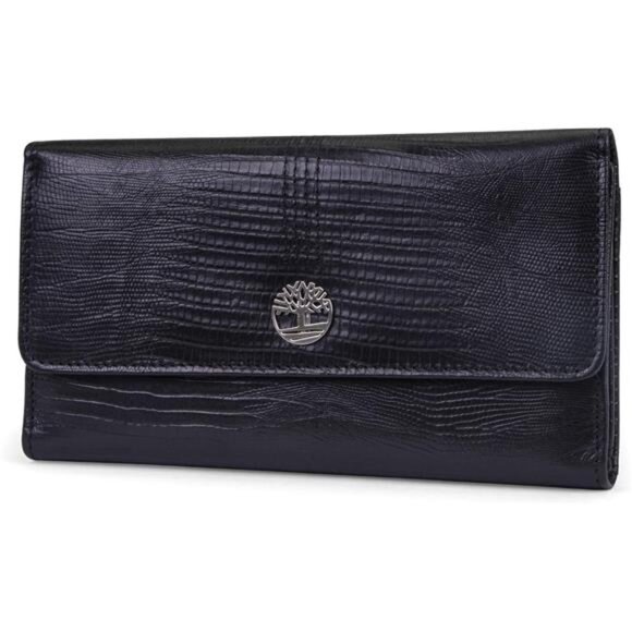 Timberland Leather RFID Flap Wallet Clutch Organizer, Black (Exotic) - Picture 1 of 14